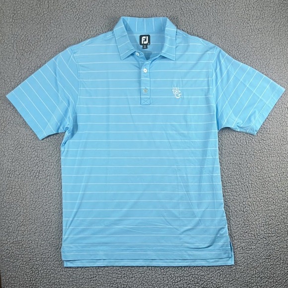 FootJoy Other - FootJoy Mens Large Light Blue Striped Short Sleeve Golf Polo Shirt FJ Logo